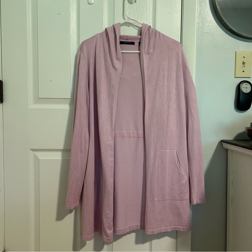 Cyrus Light Lavender Hooded Open Cardigan